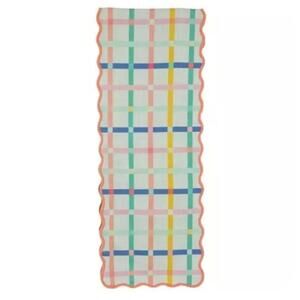 Spring Shop Multicolored 14X72 Scallop Edge Easter Plaid Table Runner